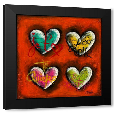 Je taime III Black Modern Wood Framed Art Print by Mougin, Carine