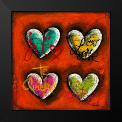 Je taime III Black Modern Wood Framed Art Print by Mougin, Carine