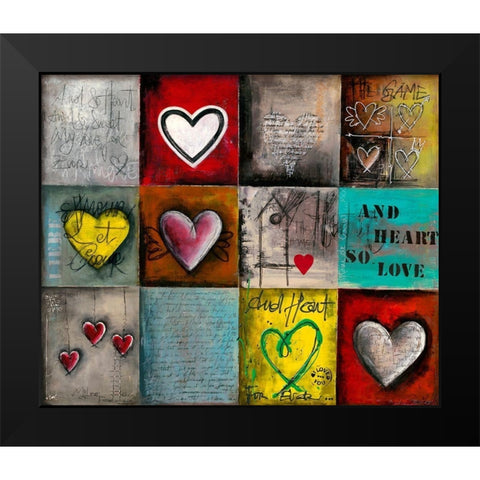 History of Heart Black Modern Wood Framed Art Print by Mougin, Carine