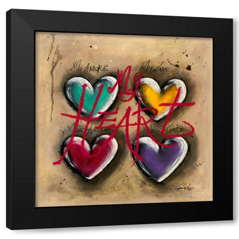 My Heart Black Modern Wood Framed Art Print by Mougin, Carine