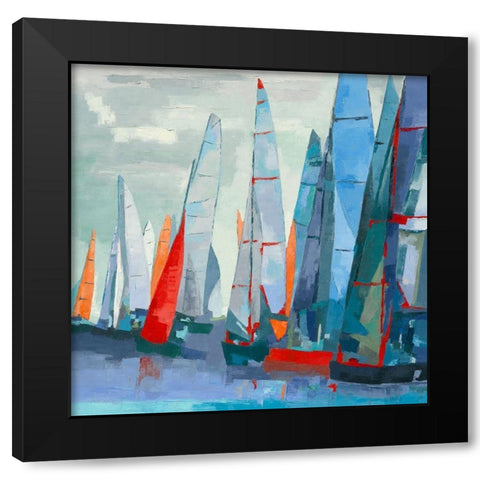 Barcolana Black Modern Wood Framed Art Print with Double Matting by Mauviel, Laurence