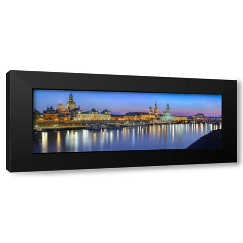 Elbpanorma Dresden I Black Modern Wood Framed Art Print by Fischer, Rolf