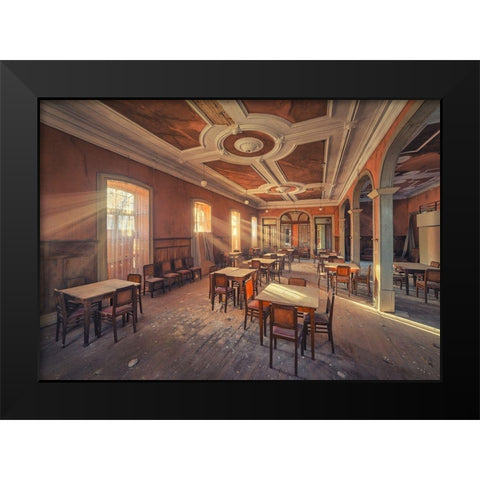 The Dining Room Black Modern Wood Framed Art Print by Haker, Matthias