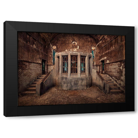 Steps Black Modern Wood Framed Art Print with Double Matting by Haker, Matthias