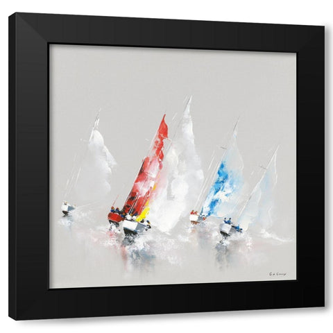 Regate Black Modern Wood Framed Art Print by de Courcy, Gerard