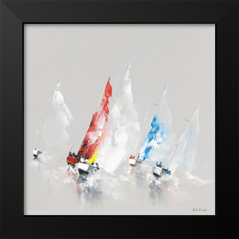 Regate Black Modern Wood Framed Art Print by de Courcy, Gerard