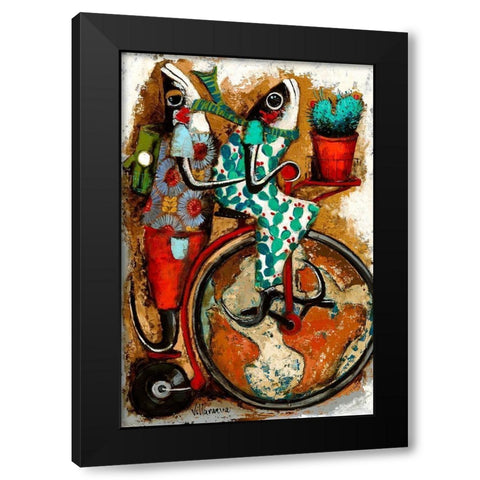 Botanicos Black Modern Wood Framed Art Print with Double Matting by Villanueva, Natalia