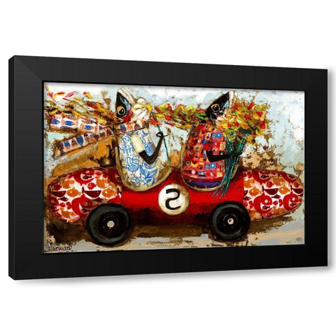 Luna de miel Black Modern Wood Framed Art Print by Villanueva, Natalia