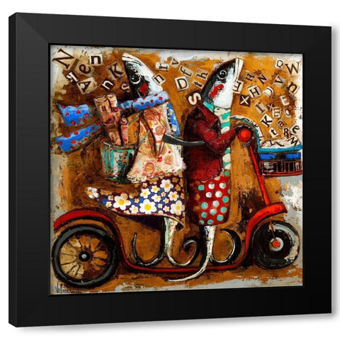 Literarios Black Modern Wood Framed Art Print by Villanueva, Natalia