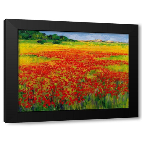Amapolas IV Black Modern Wood Framed Art Print by Camargo, Jesus P.