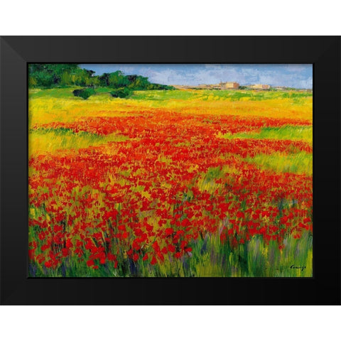 Amapolas IV Black Modern Wood Framed Art Print by Camargo, Jesus P.