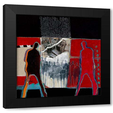 Mensen op weg Black Modern Wood Framed Art Print by van Ginkel, Marjolijn