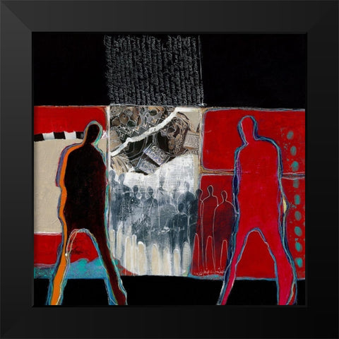 Mensen op weg Black Modern Wood Framed Art Print by van Ginkel, Marjolijn