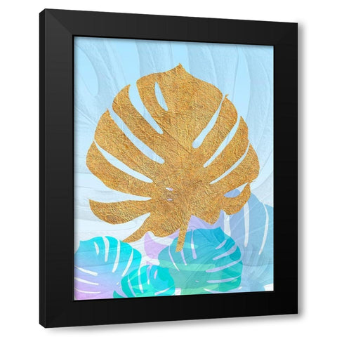Goldnes Sommerblau II Black Modern Wood Framed Art Print by SARA Design