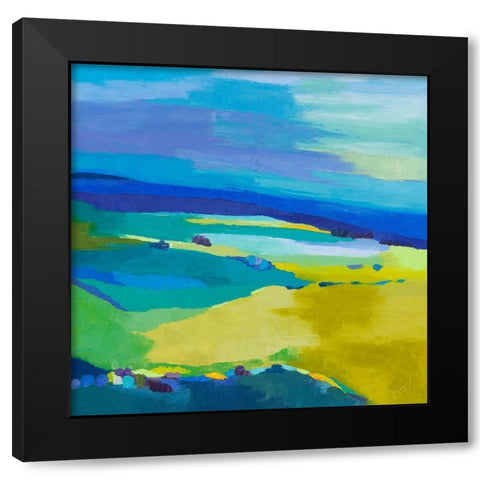 Bleu safran Black Modern Wood Framed Art Print with Double Matting by Mauviel, Laurence