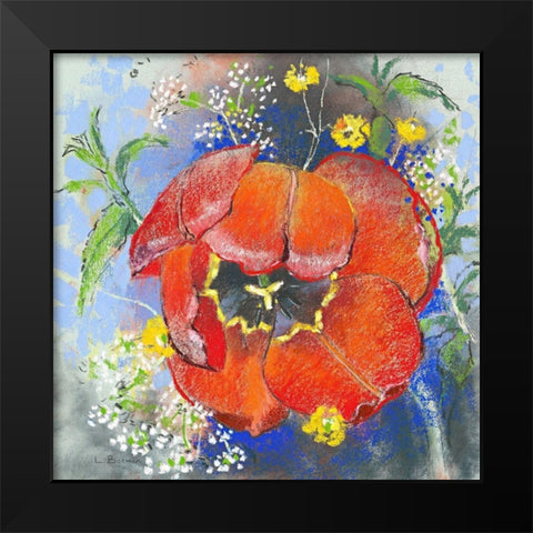 Rote Tulpe Black Modern Wood Framed Art Print by Botman, Loes