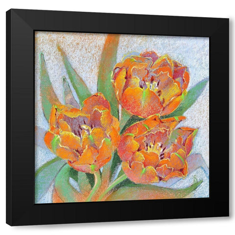 Blumen 4 Black Modern Wood Framed Art Print with Double Matting by Botman, Loes