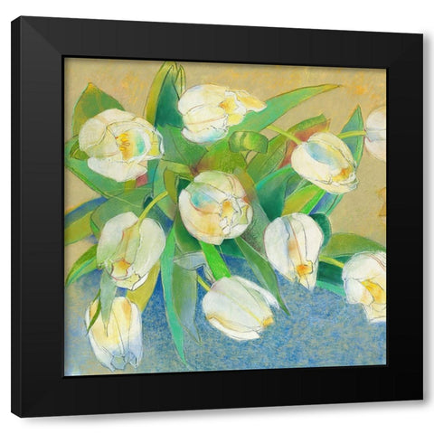 Weisse Tulpen 1 Black Modern Wood Framed Art Print by Botman, Loes