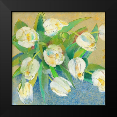 Weisse Tulpen 1 Black Modern Wood Framed Art Print by Botman, Loes