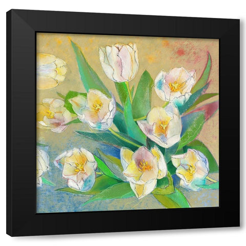 Weisse Tulpen 2 Black Modern Wood Framed Art Print with Double Matting by Botman, Loes