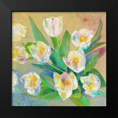 Weisse Tulpen 2 Black Modern Wood Framed Art Print by Botman, Loes