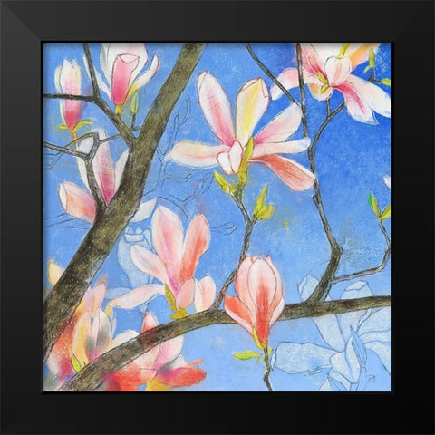 Magnolie 1 Black Modern Wood Framed Art Print by Botman, Loes