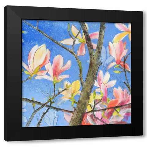 Magnolie 2 Black Modern Wood Framed Art Print by Botman, Loes