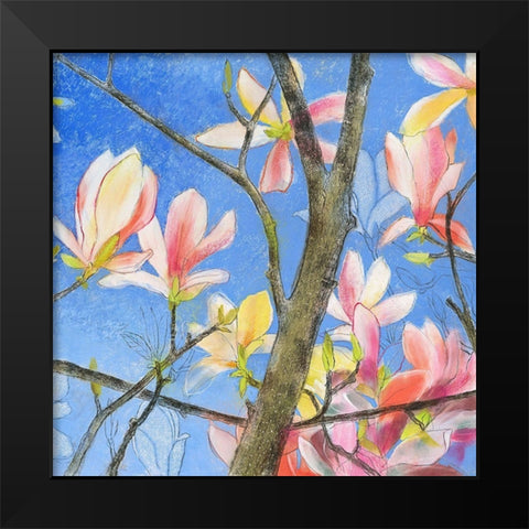 Magnolie 2 Black Modern Wood Framed Art Print by Botman, Loes