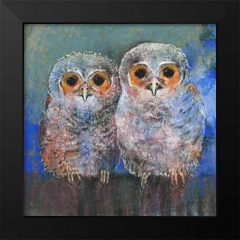 Waldkauze Black Modern Wood Framed Art Print by Botman, Loes