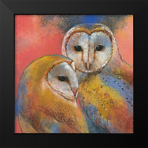 Schleiereulen Black Modern Wood Framed Art Print by Botman, Loes