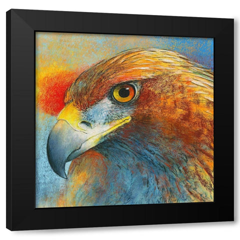 Bussard Black Modern Wood Framed Art Print with Double Matting by Botman, Loes