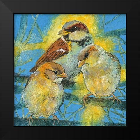 Spatzen Black Modern Wood Framed Art Print by Botman, Loes