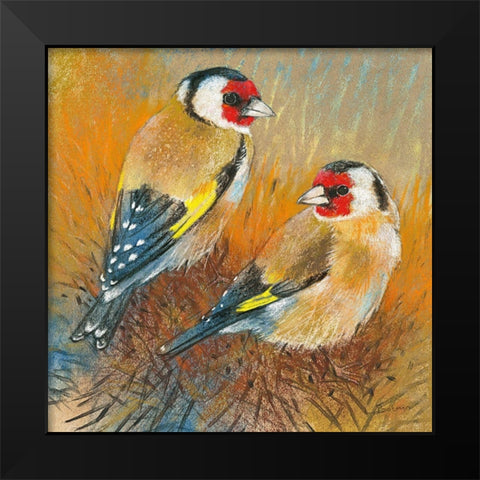 Distelfinken Black Modern Wood Framed Art Print by Botman, Loes