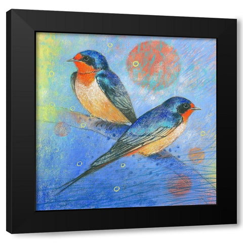 Schwalben Black Modern Wood Framed Art Print with Double Matting by Botman, Loes