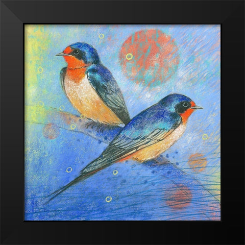 Schwalben Black Modern Wood Framed Art Print by Botman, Loes