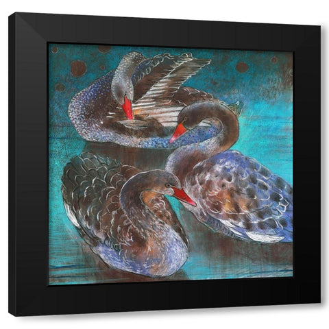 Schwarze Schwane Black Modern Wood Framed Art Print with Double Matting by Botman, Loes