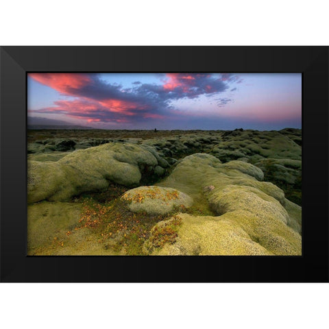 Eldhraun Island Black Modern Wood Framed Art Print by Seidel, Leo