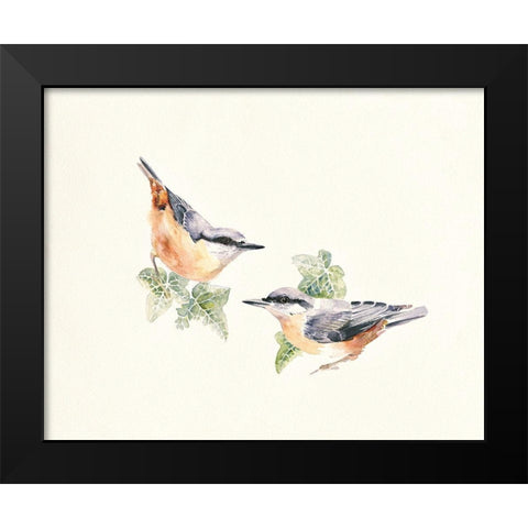 Nuthatches Black Modern Wood Framed Art Print by Mayes, Hilary