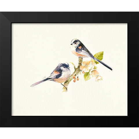 Longtailed Tits Black Modern Wood Framed Art Print by Mayes, Hilary