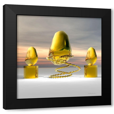 Golden Stone Black Modern Wood Framed Art Print with Double Matting by Hillert, Peter