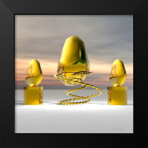 Golden Stone Black Modern Wood Framed Art Print by Hillert, Peter