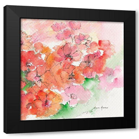 Vol de petales Black Modern Wood Framed Art Print by Manero, Annie
