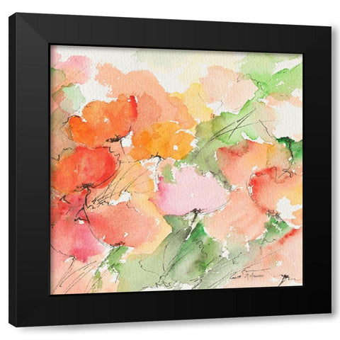 Coquelicots Black Modern Wood Framed Art Print with Double Matting by Manero, Annie