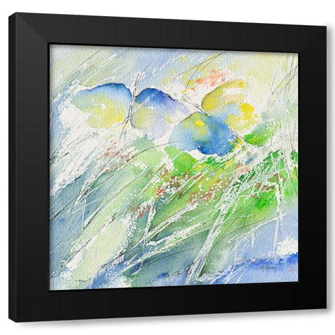 Les deux papillons Black Modern Wood Framed Art Print with Double Matting by Manero, Annie
