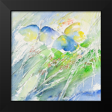 Les deux papillons Black Modern Wood Framed Art Print by Manero, Annie