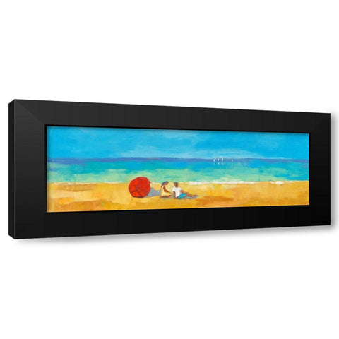 Sur la plage Black Modern Wood Framed Art Print by Pivier-Attolini, Regine