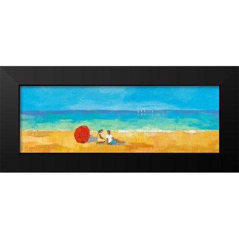 Sur la plage Black Modern Wood Framed Art Print by Pivier-Attolini, Regine