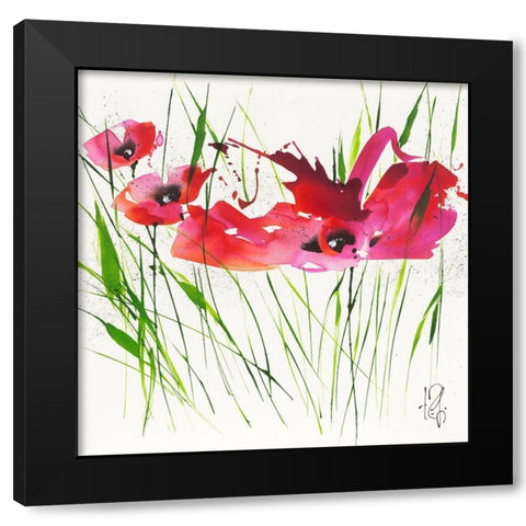 La danse du pavotÂ  I Black Modern Wood Framed Art Print with Double Matting by Zacher-Finet, Isabelle