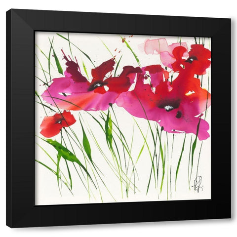 La danse du pavotÂ  II Black Modern Wood Framed Art Print with Double Matting by Zacher-Finet, Isabelle