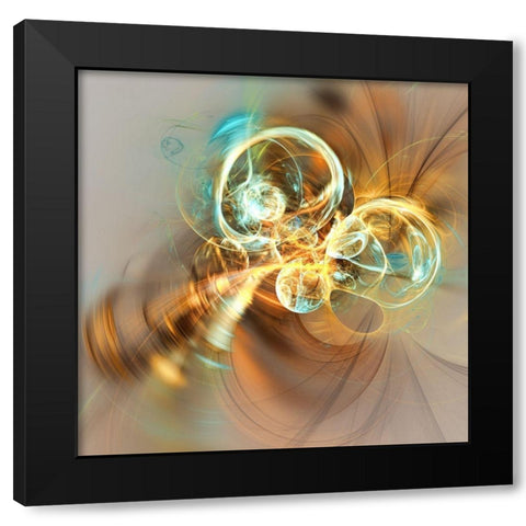 Bubles Black Modern Wood Framed Art Print with Double Matting by REVILO